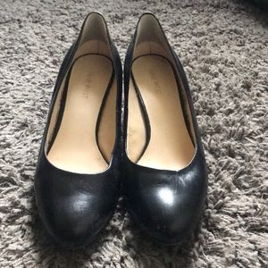 Nine West Black Leather Wedges SIZE 8